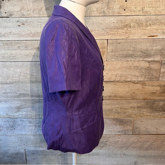 Vintage Zussette women’s purple shimmer short sleeved jacket in size small - Picture 4 of 6
